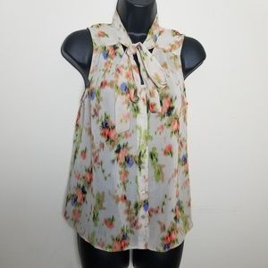 Floral Sheer Halogen Sleeveless Dress Tank Top